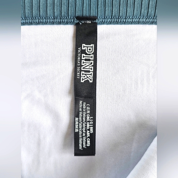 Victoria's Secret PINK Ribbed High Rise Bikini Bottoms String Blue Green Size L - Picture 5 of 7